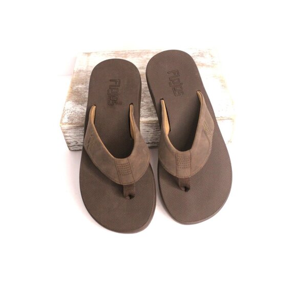 FLOJOS Bajo Memory Foam Flip Flops Sandals Men's 8 Brown Tan Casual NWOB - Picture 2 of 8